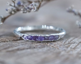 Rough Amethyst Ring with Hidden Gems