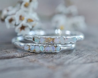 Rough Opal Ring with Hidden Gems