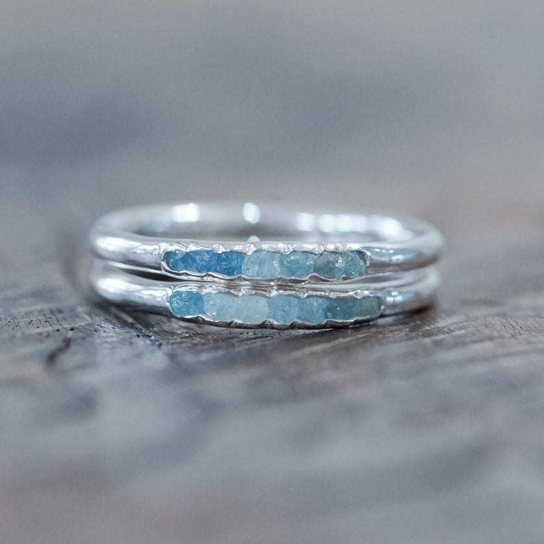 Rough Aquamarine Ring with Hidden Gems image 1