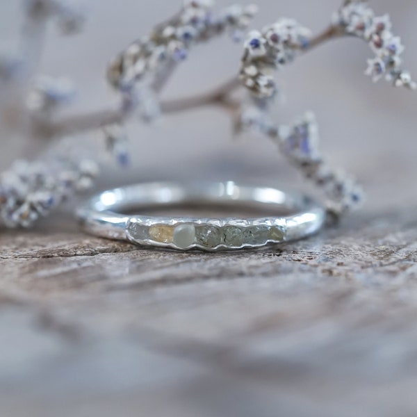 Rough Montana Sapphire Ring with Hidden Gems