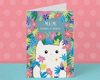 Thanks a Bunch | Cat Mothers Day card | Mothers Day card | cat card | cute cat card | Greeting card | Melbourne made card | Elvedee