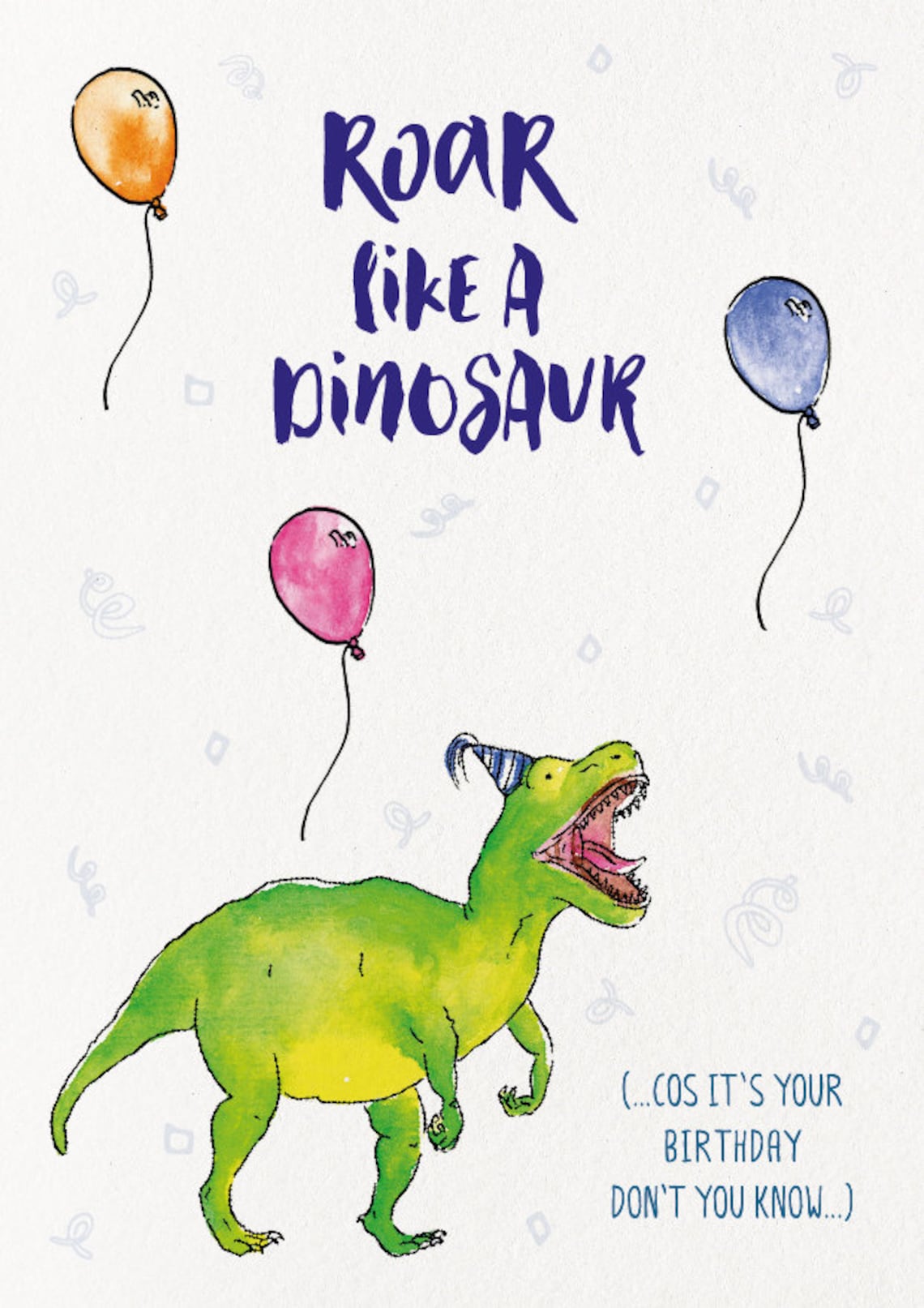Roar Like a Dinosaur Dinosaur Dino Card Greeting Card Party Birthday