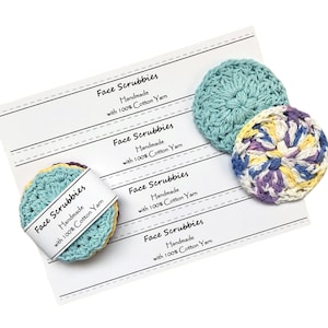 PRINTABLE Face Scrubbies Template, PDF Download, Wrap Labels, DIY Packaging, Market Display,  Face Scrubbies Tag, Facial Scrubbies Display