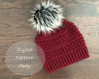 Beanie Crochet Pattern, Ocean Waves - PDF PATTERN ONLY, Hat Pattern, Crochet Pattern, Winter Hat, Adult, Child, Toddler, Womans Beanie, Kids