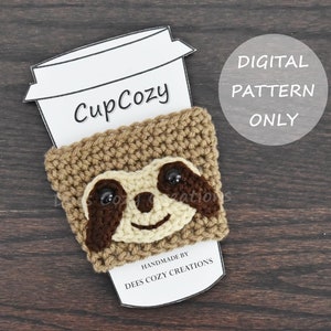 Sloth Cup Cozy Crochet Pattern PDF PATTERN ONLY, Cup Cozy Pattern, Crochet Pattern, Coffee Cozy, Coffee Sleeve image 1
