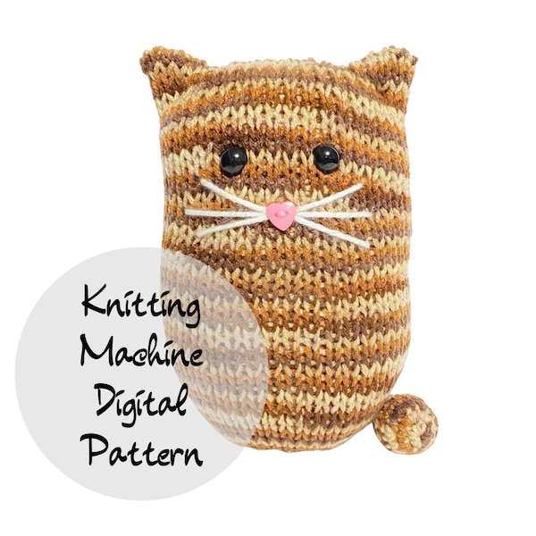 Kat benauwd, breimachine patroon, PDF-patroon, rondbreimachine patroon, Addi, Sentro, kattenliefhebbers