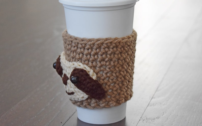 Sloth Cup Cozy Crochet Pattern PDF PATTERN ONLY, Cup Cozy Pattern, Crochet Pattern, Coffee Cozy, Coffee Sleeve image 3