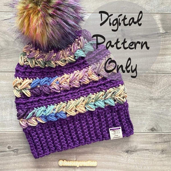 Wandering Hearts Beanie Crochet Pattern, PDF PATTERN ONLY, Hat Pattern, Crochet Pattern, Winter Hat, Adult, Womens Beanie, Teen Hat