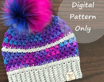 Forget Me Knot Beanie, PATRÓN PDF SOLAMENTE, Patrón de sombrero de ganchillo, Patrón de gorro, Sombrero de invierno, Adulto, Gorro de mujer, Sombrero adolescente, Niño, Sombrero de niño pequeño