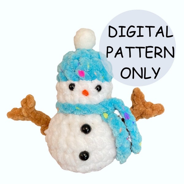 Mini Snowman, NO SEW, Crochet Pattern, PDF Pattern, Amigurumi Snowman Pattern, Snowman Stuffie Pattern