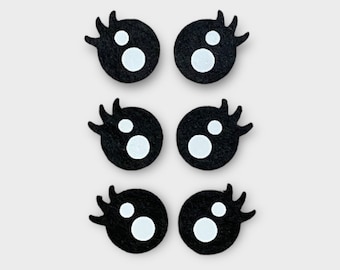 5 Pairs Felt Eyes, READY to SHIP, 25mm Eyes with Lashes, Amigurumi Eyes, Kawaii Eyes, Plushie Eyes, Round Felt Eyes