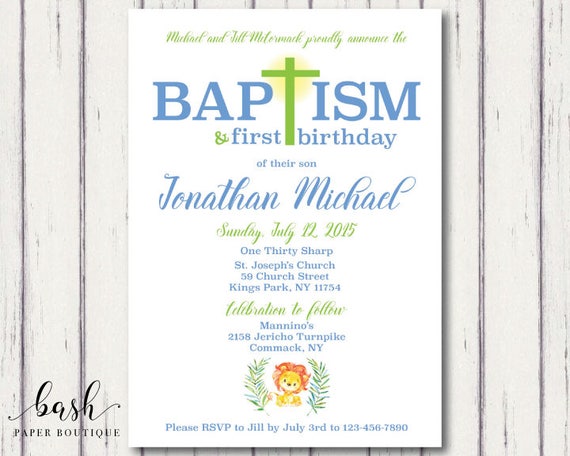 First Birthday Baptism Invitation Baptism First Birthday Etsy