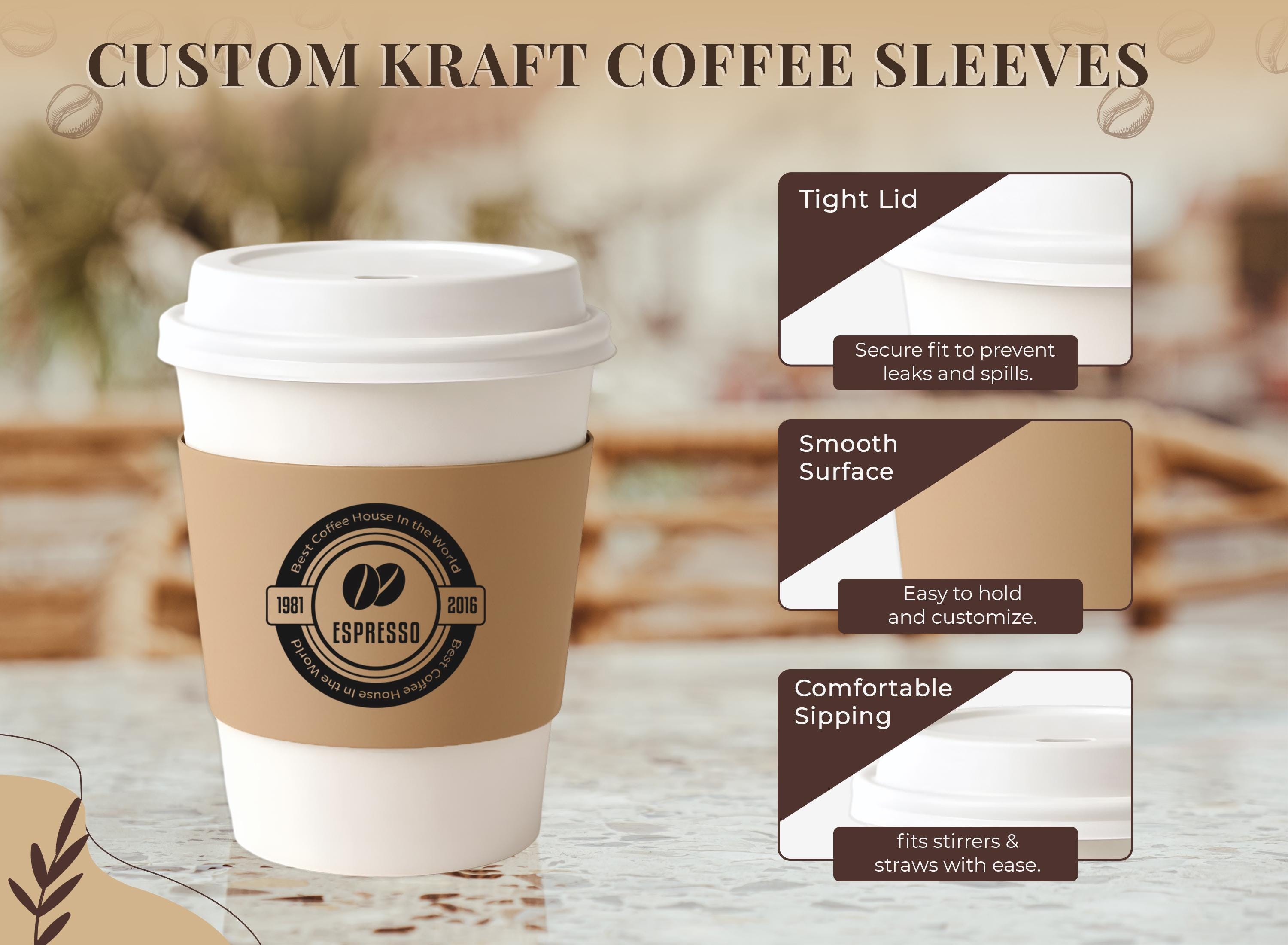 Custom Kraft Coffee Sleeves – Personalized Cup Sleeves With Your Logo ...