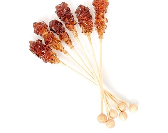 100ct  Wood Lolli Stick with Ball Rock Candy Wooden Stick 6"