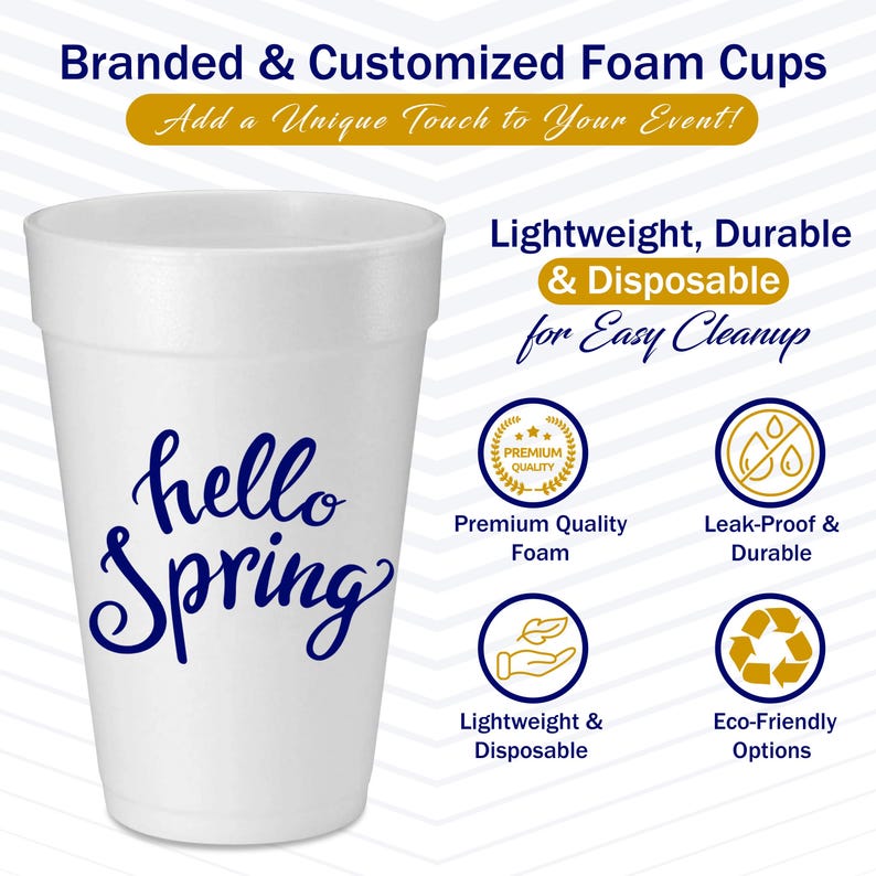 Disposable Styrofoam Cups with Custom Printed Logo, Picture & Text | Personalized foam cups for Parties, weddings, and Events Bild 4