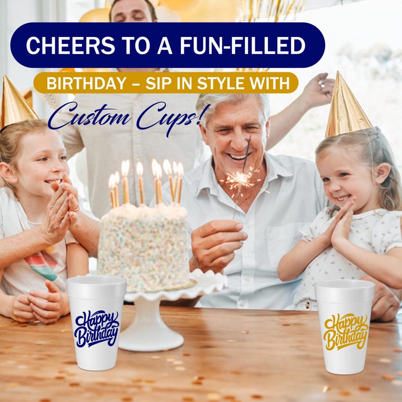 Disposable Styrofoam Cups with Custom Printed Logo, Picture & Text | Personalized foam cups for Parties, weddings, and Events Bild 6