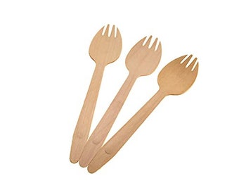 100ct 5.5" Wooden Cutlery Spork
