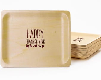 Thanksgiving Wooden Plates: 10" Disposable Dinnerware