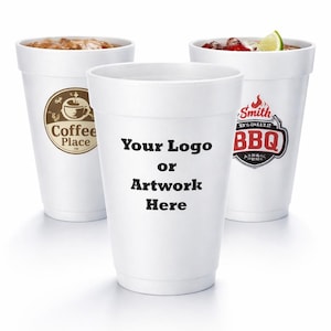 Disposable Styrofoam Cups with Custom Printed Logo, Picture & Text | Personalized foam cups for Parties, weddings, and Events