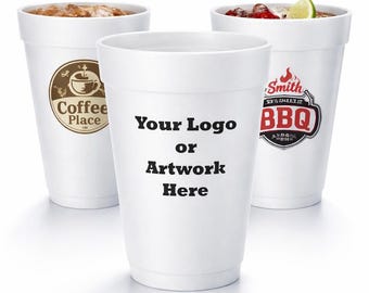 Disposable Styrofoam Cups with Custom Printed Logo, Picture & Text | Personalized foam cups for Parties, weddings, and Events