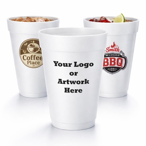 Disposable Styrofoam Cups with Custom Printed Logo, Picture & Text | Personalized foam cups for Parties, weddings, and Events