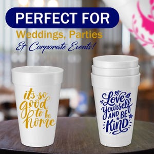 Disposable Styrofoam Cups with Custom Printed Logo, Picture & Text | Personalized foam cups for Parties, weddings, and Events Bild 5