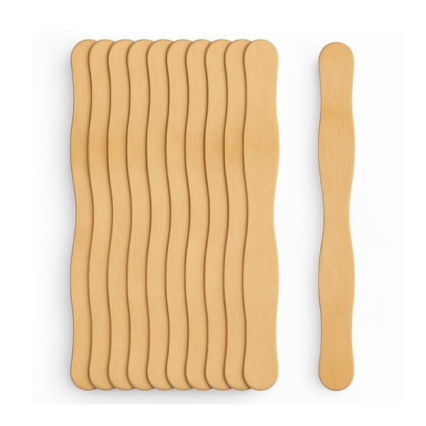 8" Wavy Wood Fan Handles: Jumbo Craft Sticks for DIY Weddings