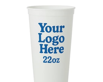 22oz Custom Stadium Cups, White, Personalized Reusable Plastic Party Cups, Plastic Party Cups for Tailgates, Weddings, Events & Celebrations