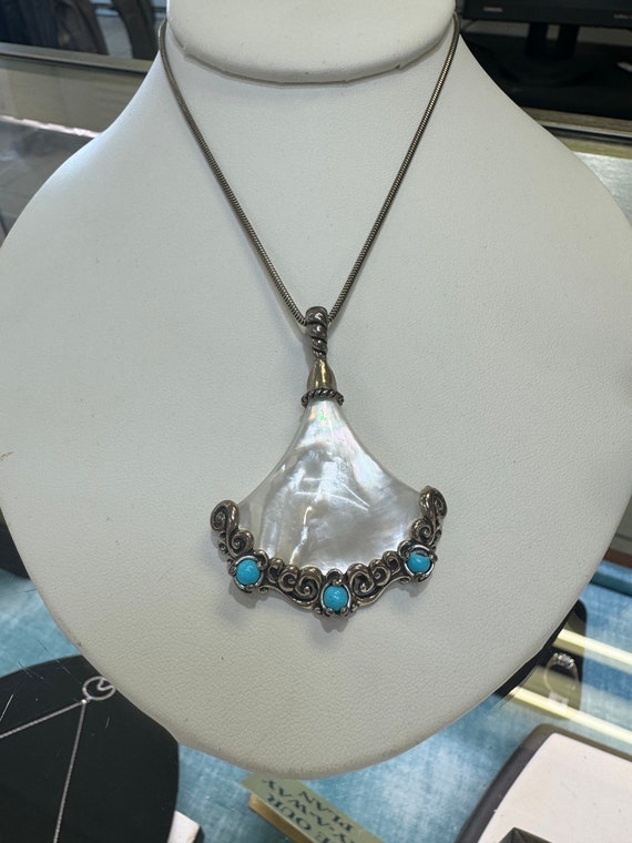 Carolyn Pollack silver mother of Pearl and turquoi