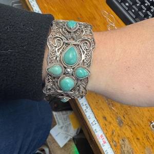BJ Sterling silver turquoise cuff bracelet