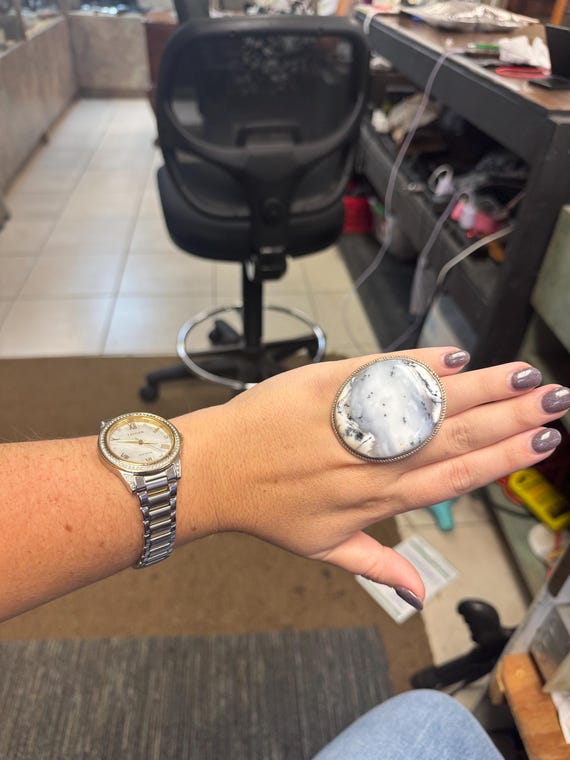 Statement Dendritic Agate Ring in Sterling Silver - image 3