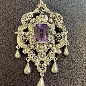 Peruzzi silver amethyst brooch/pendant