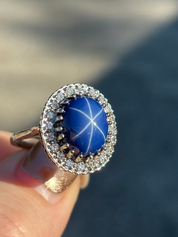 Beautiful ladies star sapphire with diamonds set … - image 1