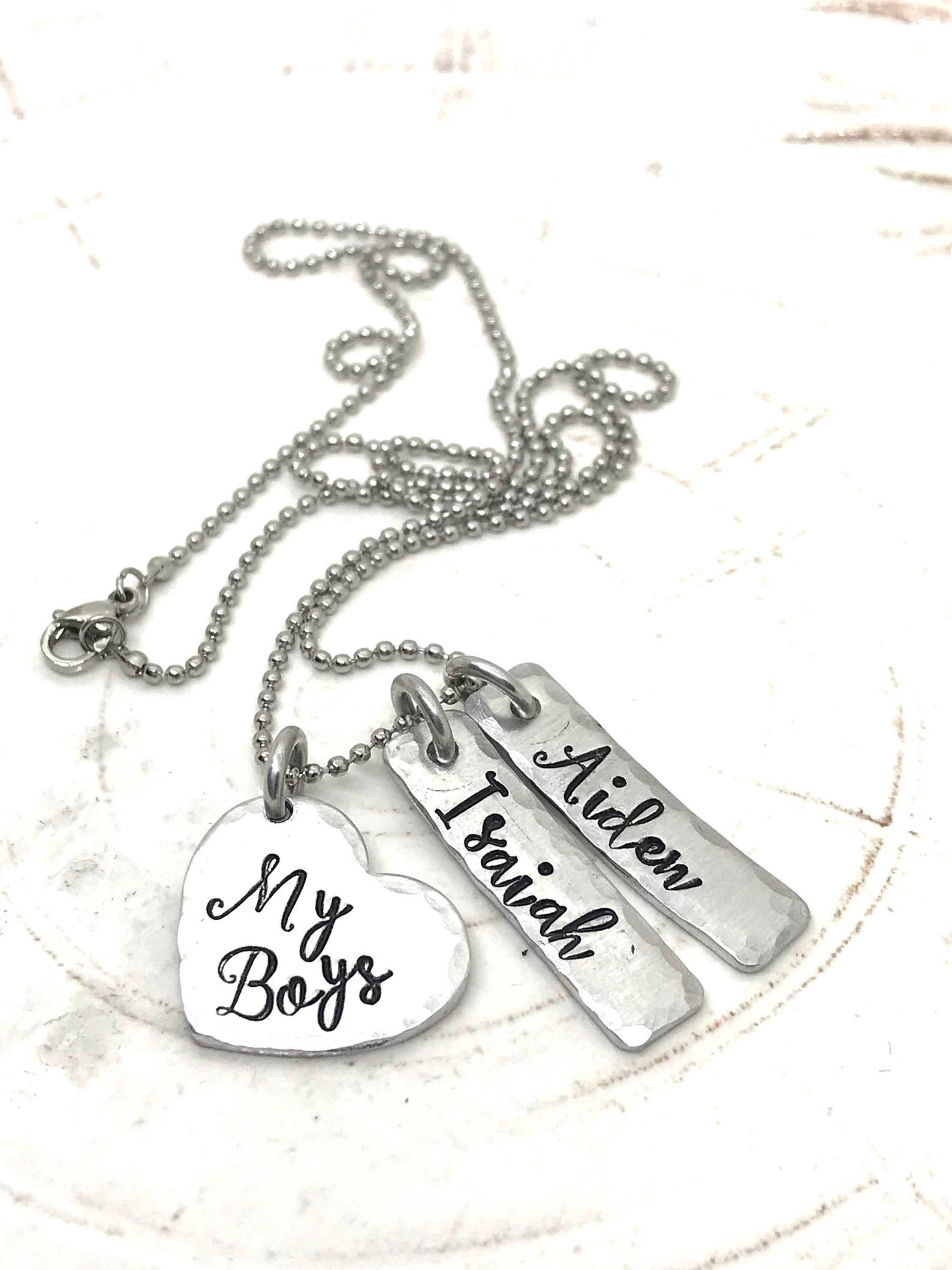 Boys Mom Necklace Personalized Mom Necklace Mom Charm Etsy