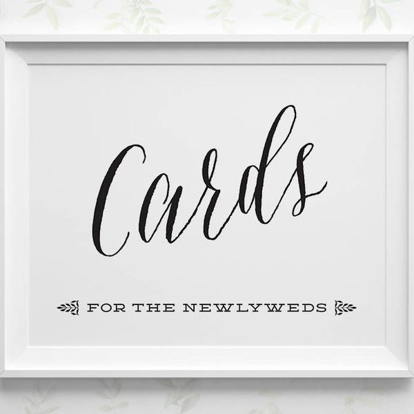 PRINTABLE Wedding Cards Sign, Cards For The Newlyweds Sign, Wedding Card Box Sign, Black and White Reception Sign Instant Download WS1BP