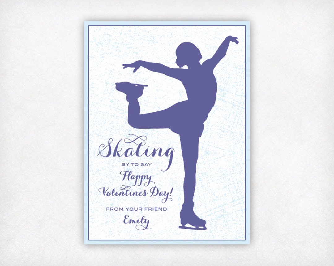 PRINTABLE Ice Skating Valentines Day Cards, Personalized Valentines ...