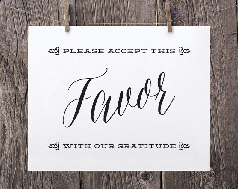 PRINTABLE Wedding Favor Sign Thank You Favor Table Sign With - Etsy