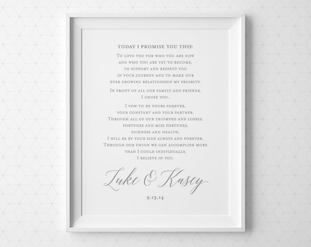 PRINTABLE Personalized Gift for Her, Custom Wedding Vows Print, Wedding ...
