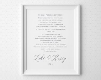 PRINTABLE Personalized Gift for Her, Custom Wedding Vows Print, Wedding Gift for Couple, Anniversary Gift for Wife for Husband Bride Groom