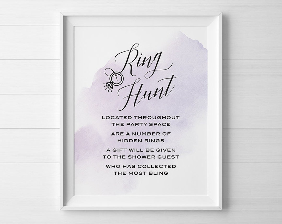 PRINTABLE Bridal Shower Games Signs, Ring Hunt Game Sign, Find the ...