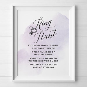 PRINTABLE Bridal Shower Games Signs, Ring Hunt Game Sign, Find the ...