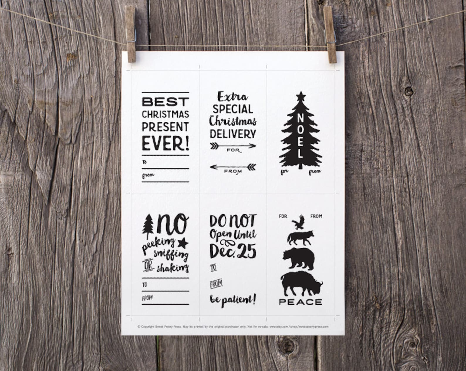 PRINTABLE Gift Tag Printable Holiday Gift Tags Printable | Etsy