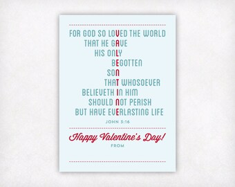 PRINTABLE Bible Verse Kids Valentine Card, Christian Scripture Valentines Day Card, Instant Download Religious Kids Church Valentine Cards