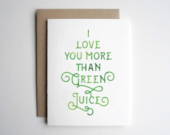 PRINTABLE Valentine Card Him, Valentines Day Card for Her, I Love You More Than Green Juice Card for Boyfriend Husband Girlfriend Wife Vegan