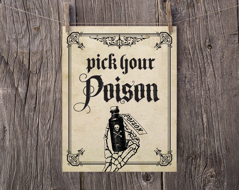 8x10 PRINTABLE Halloween Decorations Pick Your Poison Etsy