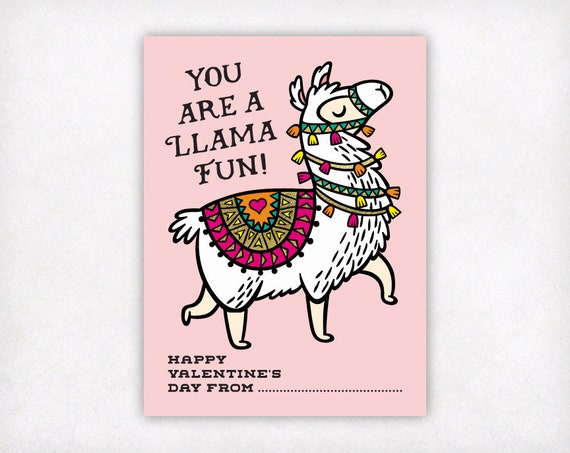 PRINTABLE Llama Valentine Card for Girls, Pink Valentine's Day Cards, You  Are A Llama Fun Kids School Classroom Valentines Instant Download