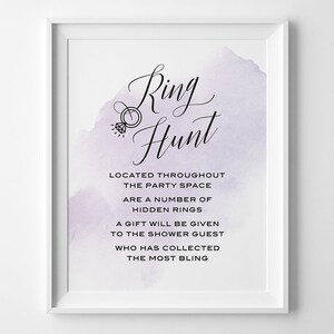 PRINTABLE Bridal Shower Games Signs, Ring Hunt Game Sign, Find the ...