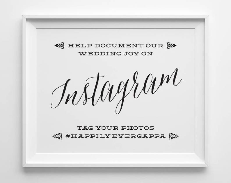 AFDRUKBAAR Instagram teken, bruiloft hashtag teken, document onze bruiloft vreugde rustiek zwart-wit Instagram foto teken direct downloaden, WS1BP afbeelding 2