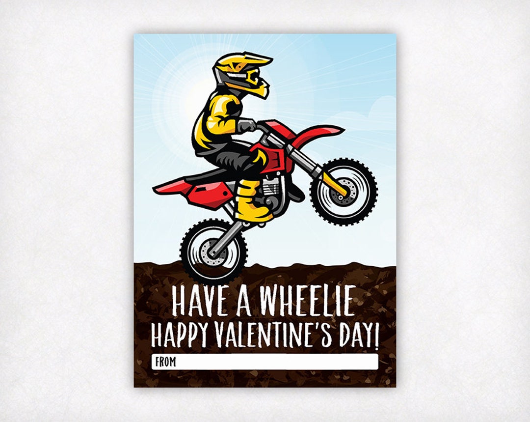 PRINTABLE Kids Dirt Bike Valentine Card, Motocross Valentine's Day ...