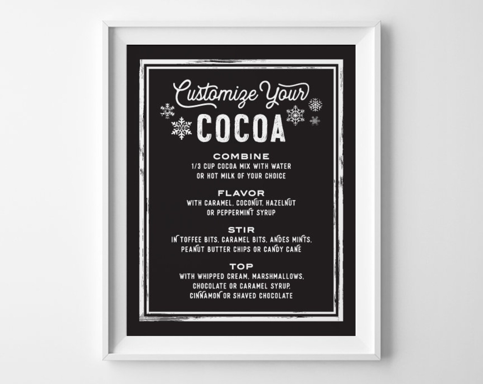 PRINTABLE Cocoa Bar Sign Customize Your Cocoa Drink Menu Hot Etsy